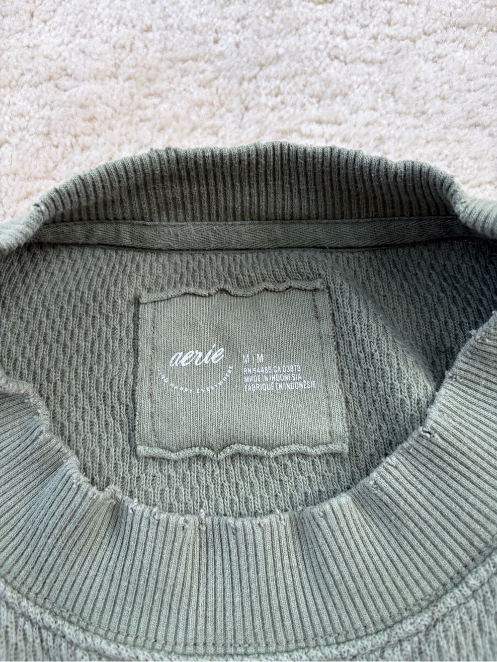Aerie Women’s Size Medium Olive Green Oversized Crewneck Sweatshirt Loungewear - Picture 3 of 8